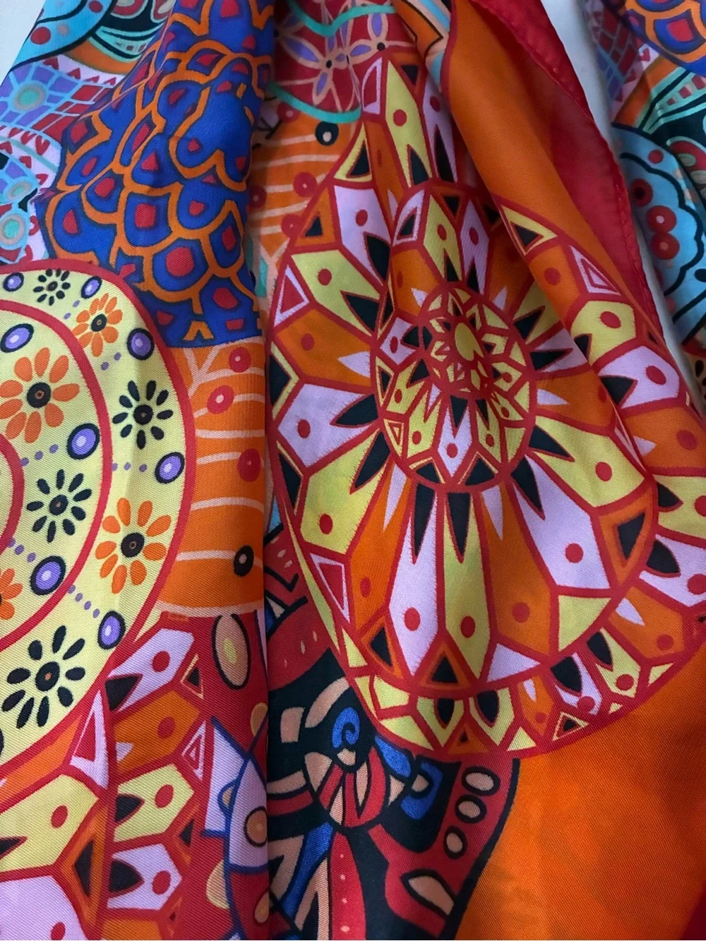 Vibrant Orange Multicolor Bohemian Scarf - Women Accessories